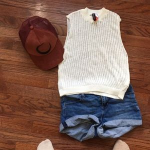 White Crop knit sweater